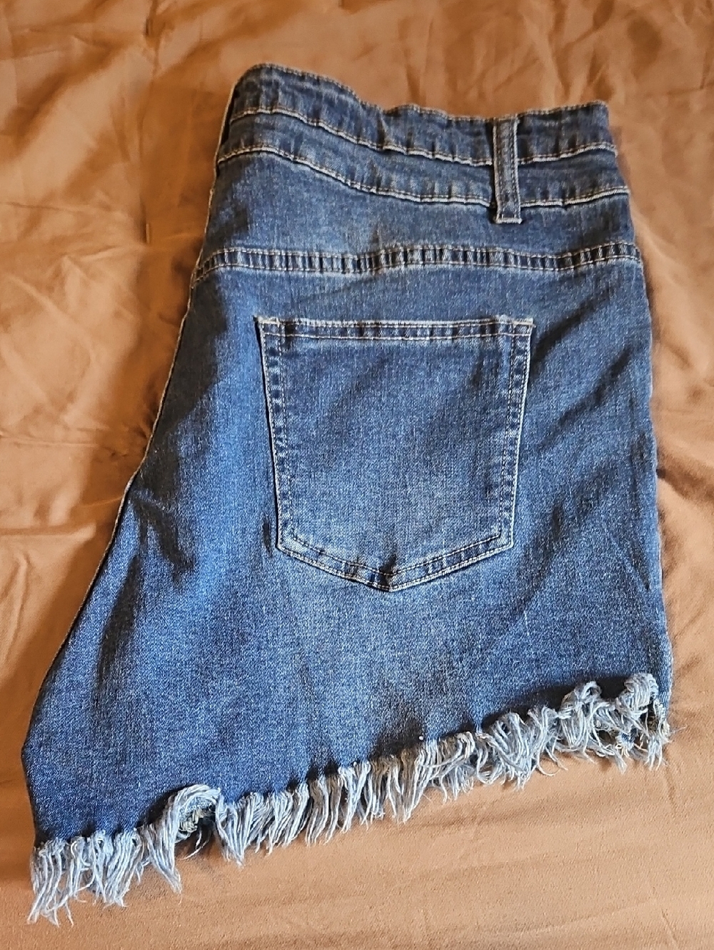 Women's Blue Denim Jean Shorts with Frayed Hem